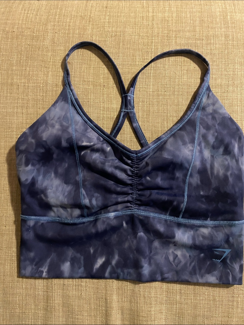 Gymshark Blue Tie-Dye Crisscross Strappy Sports Bra